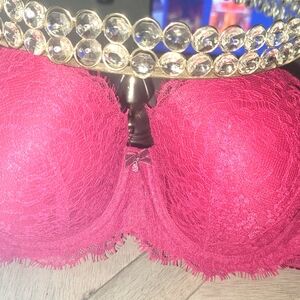 The Limited Victoria Secret Red Lace Bra with Rhinestone Detail